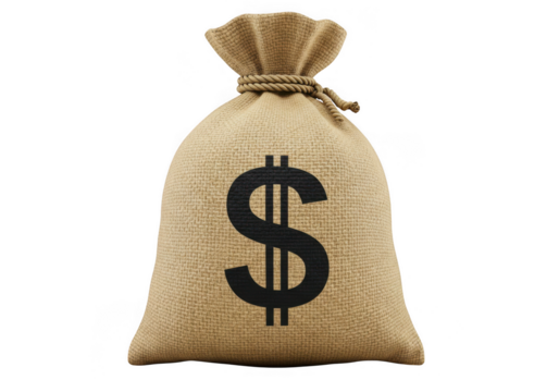 Sack with dollar sign on transparent background