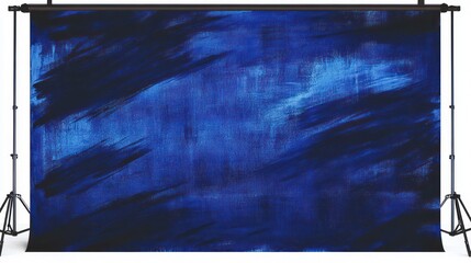 Naklejka premium A rich deep blue background with a painted canvas texture that adds depth and character to the backdrop