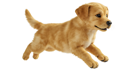 Golden Retriever Puppy Running and Jumping on White Background Studio Shot