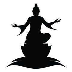 Dynamic Buddha Silhouette, Spiritual Vector Illustration.