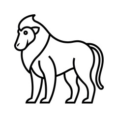 Professional Mandrill Line Art Vector Image

