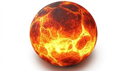 Fiery Celestial Sphere A Glowing Red and Orange Planet with Cracked Surface Texture for Scienc