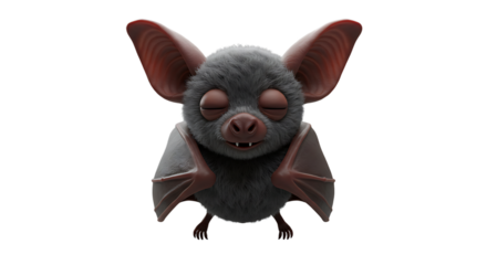 Cute Cartoon Bat Illustration with Closed Eyes and Gentle Smile