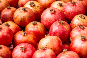 Fresh Organic Pomegranates - Vibrant Red Fruit Close-Up, Horizontal Format