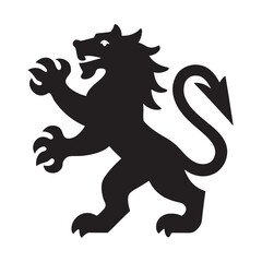 Black dragon vector silhouette and lion heraldic emblem