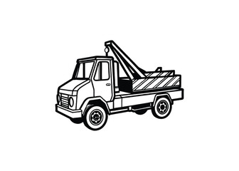 Naklejka premium Silhouette of tow truck isolated on a white background