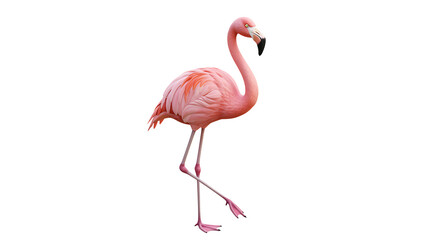 Fototapeta premium Pink Flamingo Strutting Isolated on White Background Exotic Bird Illustration