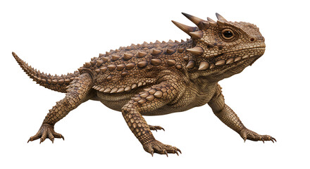 Naklejka premium Thorny devil lizard standing isolated on white background reptile portrait