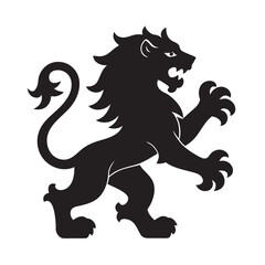 Black lion silhouette heraldic vector art national symbol royal-lion of Belgium. © MA