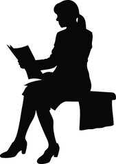 Silhouette of A Young Business Woman Activities 