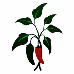 Silhouette vector illustration of a pepper tree
