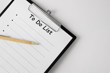 to do list on clipboard background isolated on white
