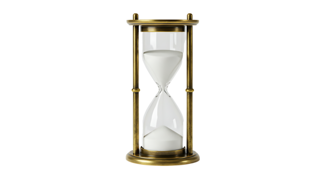 Hourglass Sand Timer Measuring Time Passing on Clean White Background