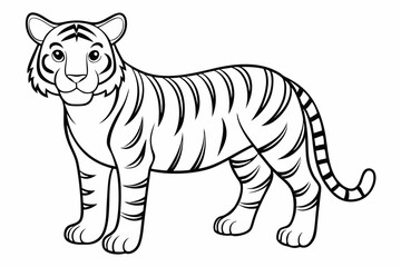 coloring page line art the tiger black vector
