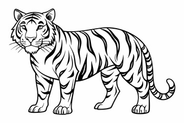 coloring page line art the tiger black vector