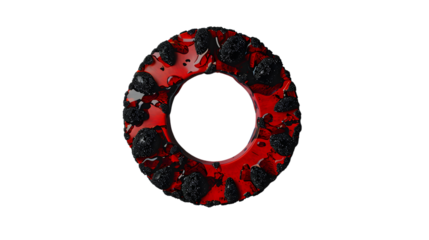 Abstract Red and Black Ring Design with Textured Surface