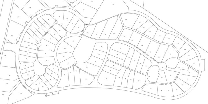 Urbanisme et territoire - plan cadastral avec limites de parcelles d'un projet  d'urbanisation