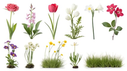 Obraz premium set of spring flowers