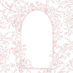 Tender  Floral pink card, Elegant Line Art Design