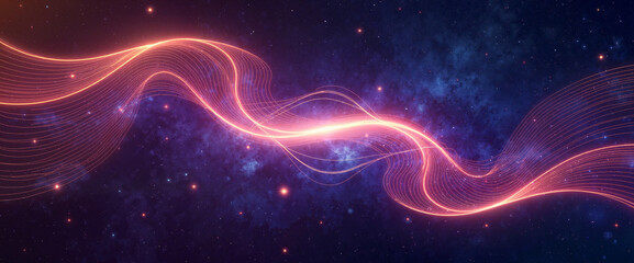 Fototapeta premium Illuminated glowing star trails weaving through the cosmos, cosmic beauty