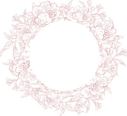 Tender  Floral pink seamless pattern, Elegant Line Art Design