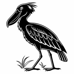 shoebill black silhouette icon vector