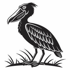shoebill black silhouette icon vector