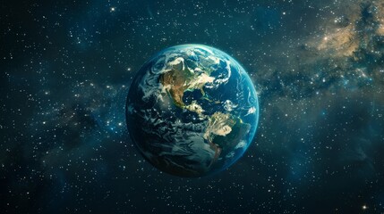 Fototapeta premium Planet Earth from space showcasing vibrant ecosystems and climate diversity in deep space