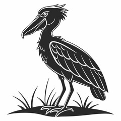 shoebill black silhouette icon vector