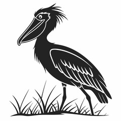 shoebill black silhouette icon vector