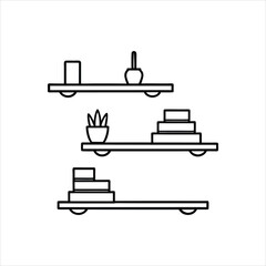 Original name(s): Floating Wall Shelves Outline Icon Home Interior Vector