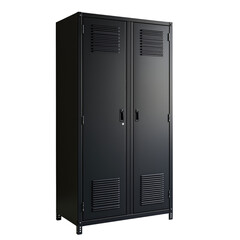 Sturdy industrial metal locker wardrobe with three doors and ventilation grilles, ideal for gyms, garages, or modern storage solutions.