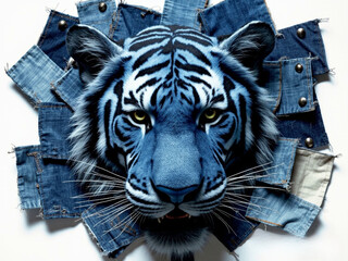 tiger in blue jeans