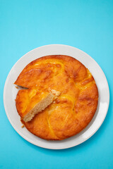 Fresh baked homemade lemon cake on plate