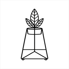 Modern Plant Stand Illustration Simple Line Art Vector
