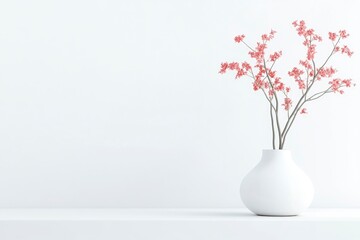 Arrangement with Pink Blossoms in Vase on White Shelf Display