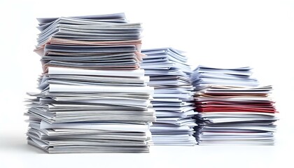 High Stacks of Paper Documents, Office Work, Business