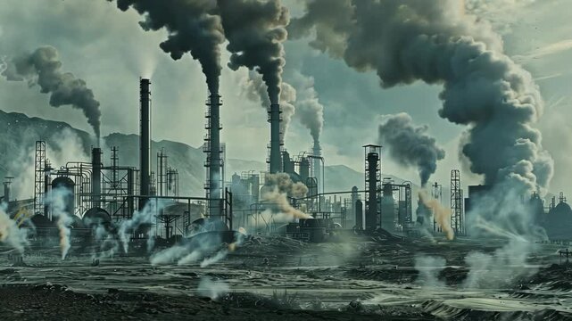 Poisonous fumes engulf the planet's surface, a toxic legacy of unchecked industry