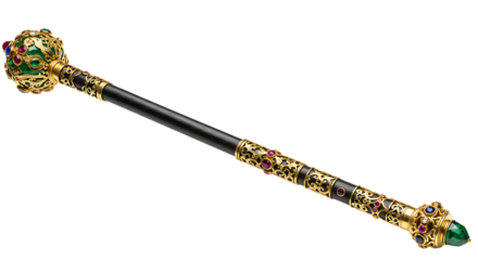 Royal scepter with gemstones detailed ornate design fantasy artifact prop
