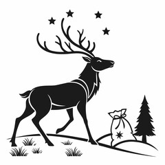 Reindeer silhouette icon vector