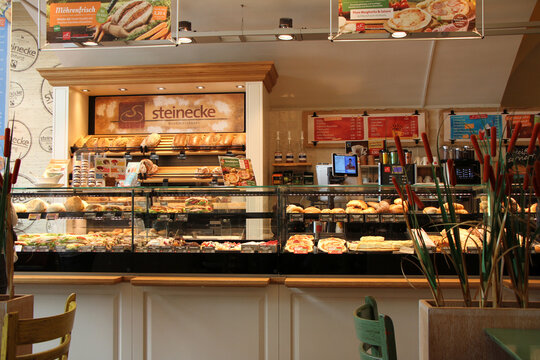 German Bakery Interior with Fresh Bread and Pastries at Steinecke in Berlin