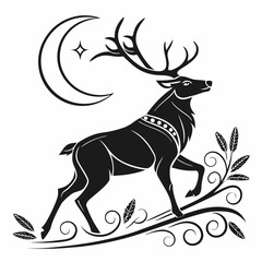 Reindeer silhouette icon vector
