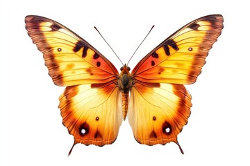 Naklejka premium Isolated Butterfly with Yellow and Orange Wings on a White Background