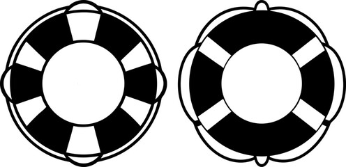 Lifebuoy ring icon vector art, Vector of black lifebuoy icon silhouette design