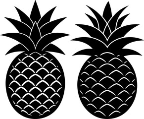 Obraz premium Pineapple fruits icon vector art, Vector of black fruits icon silhouette design