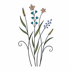 colorfull bouquet line art design illustration 