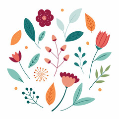 seamless pattern with colorfull flowers line art illustration 