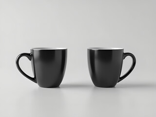 Two Black Mugs Flanking a White Mug – Minimalist Drinkware Display
