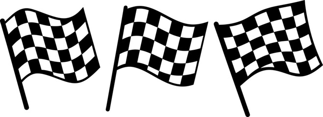 Checkered flags icon vector art, Vector of black chequered flags icon silhouette design