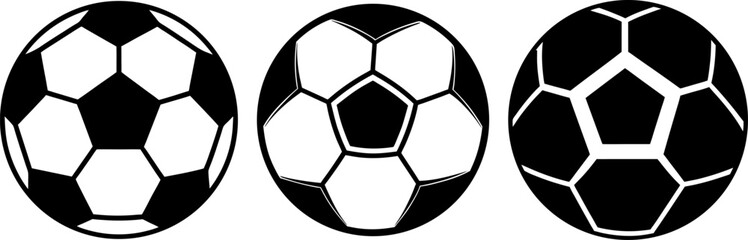Fototapeta premium Soccer ball icon vector art, Vector of black sport elements icon silhouette design